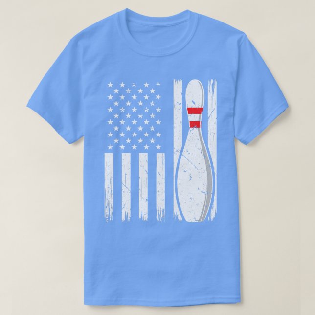 Vintage Bowling Pin USA flagga Bowlareare T Shirt (Design framsida)