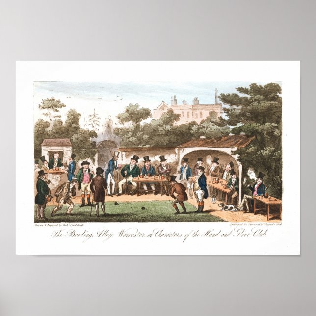 Vintage Bowling Print Tidigt Caricatures Poster (Framsidan)