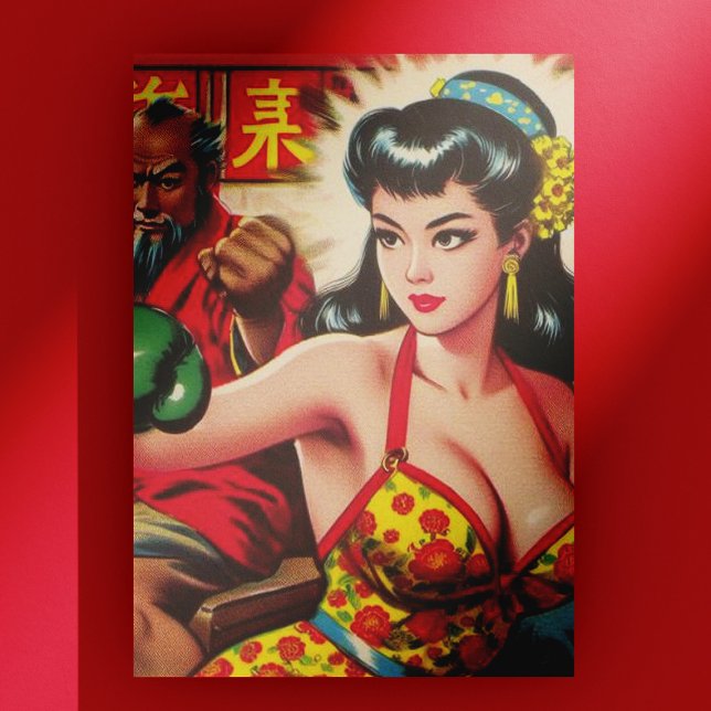 Vintage Boxe Girl Vykort (Skapare uppladdad)