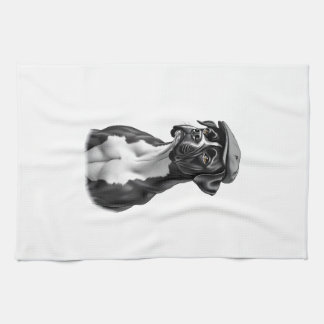 Vintage Boxer Dog in Cap Monochrome Graphic Illust Kökshandduk