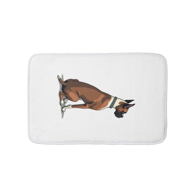 Vintage Boxer Hund Bakifrån Illustration Brun Vit Badrumsmatta (Framsidan)