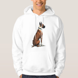 Vintage Boxer Hund Bakifrån Illustration Brun Vit Hoodie