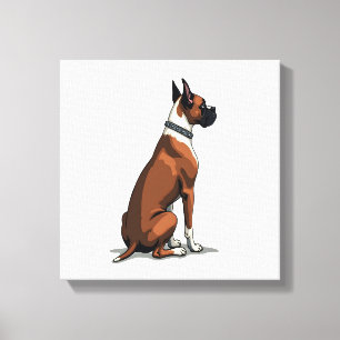 Vintage Boxer Hund Bakifrån Illustration Brun W Canvastryck