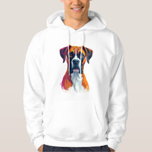 Vintage Boxer Hund Porträtt Färg Splash Pop Art Il Hoodie