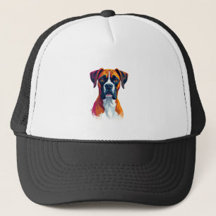 Vintage Boxer Hund Porträtt Färg Splash Pop Art Il Keps