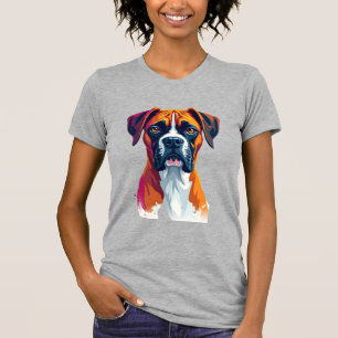 Vintage Boxer Hund Porträtt Färg Splash Pop Art Il T Shirt