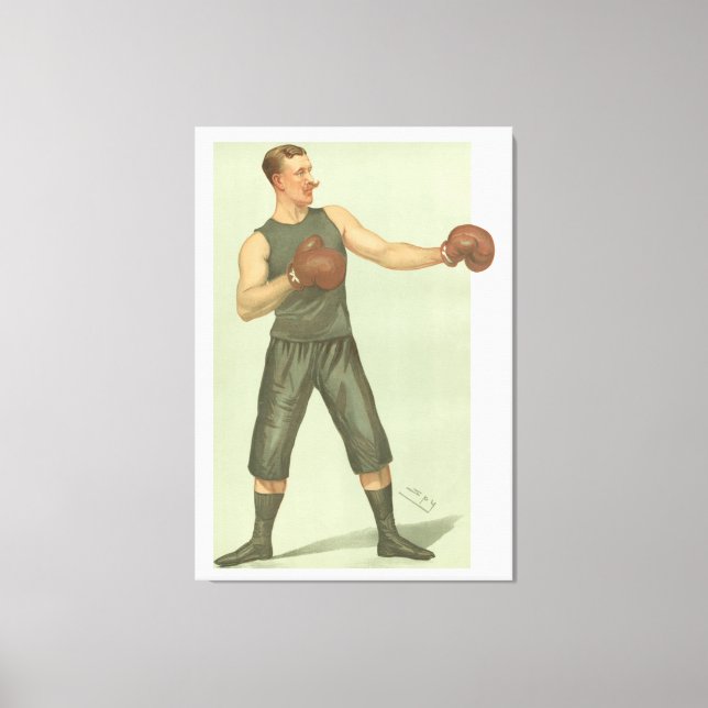 Vintage Boxer med trunkering för lång Grönt Canvastryck (Framsida)
