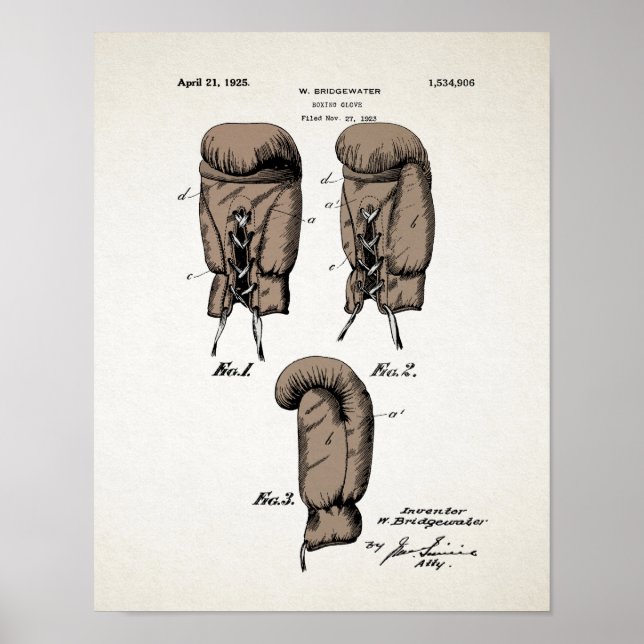 Vintage Boxing Glove Patent 1923 Poster (Framsidan)