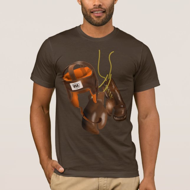 Vintage Boxinghandskar och hjälm T Shirt (Framsida)