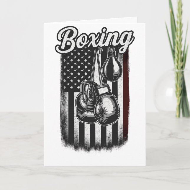 Vintage boxning amerikansk flagga retro kort (Framsida)
