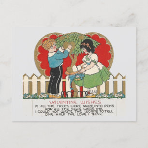 Vintage Boy and Girl Valentine Vykort