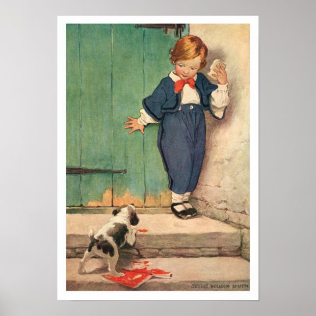 Vintage Boy and Puppy Poster (Framsidan)