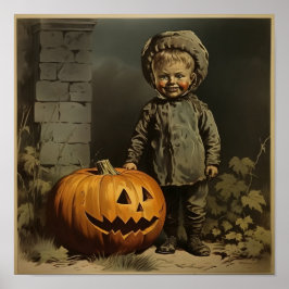 Vintage Boy med Pumpkin Poster