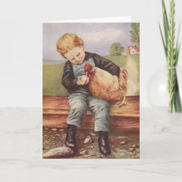 Vintage Boy och Chicken Kort