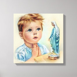 Vintage Boy Praying to Blsed Virgin Mary Canvastryck