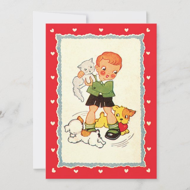 Vintage Boy Sparar en kattunge från Tävla valpar (Framsida)