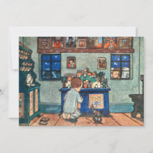 Vintage Boy spelar med julmålning Leksaker