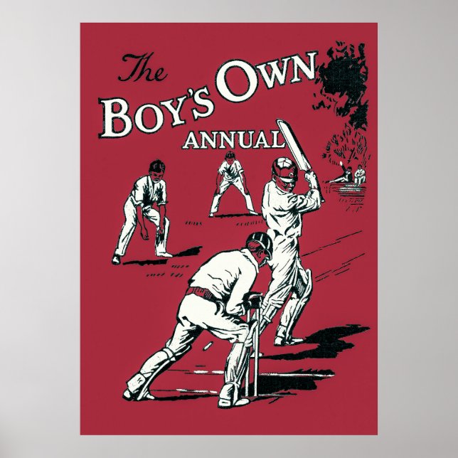 Vintage Boy's own annual - Archival Cricket Print Poster (Framsidan)