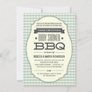 Vintage BQ Boy Shower-inbjudningar Inbjudningar