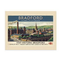 Vintage Bradford Yorkshire Retro Resemålning Affis
