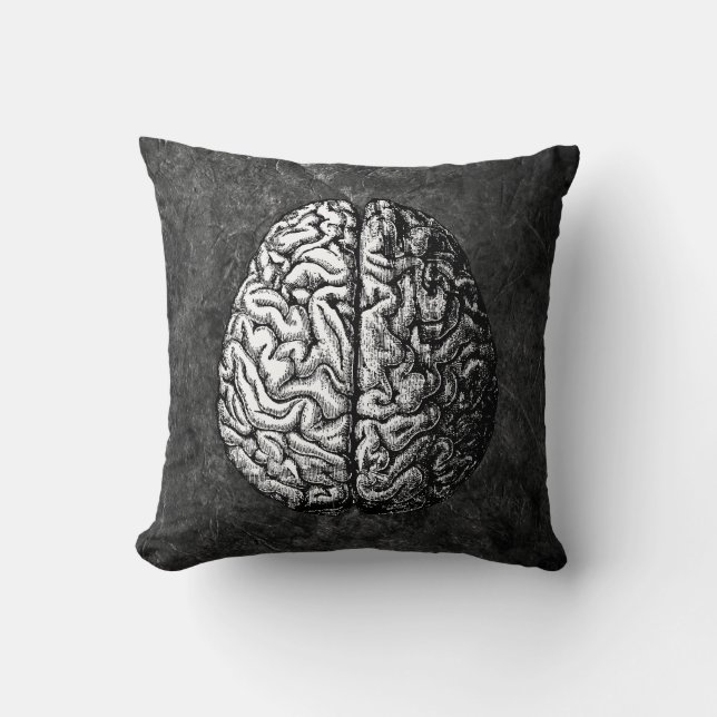 VINTAGE BRAIN TECKNING PILLOW KUDDE (Framsida)