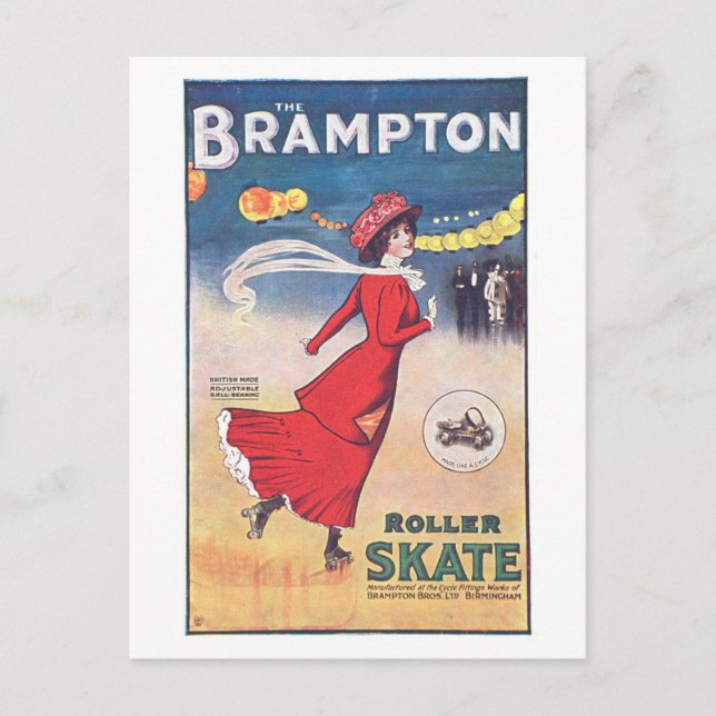 Vintage Brampton Rullskridsko-reklam Vykort (Framsida)