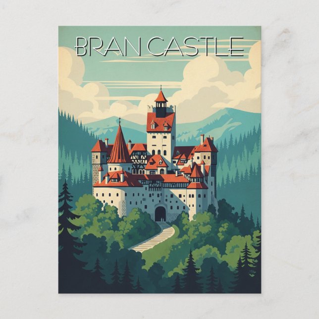 Vintage Bran Castle Rumänien Vykort (Framsida)