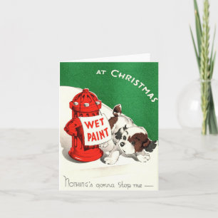 Vintage Brand Hydrant Puppy-julkort Kort
