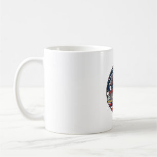 Vintage brandbil amerikansk flagga cirkel vektor s kaffemugg