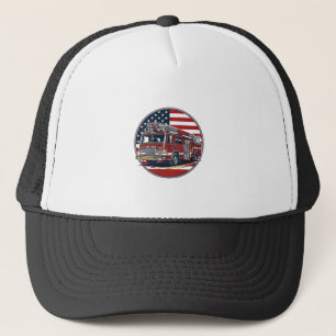 Vintage brandbil amerikansk flagga cirkel vektor s keps