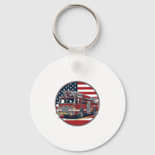 Vintage brandbil amerikansk flagga cirkel vektor s nyckelring