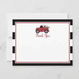 Vintage brandbil barnkalas tackkort inbjudningar