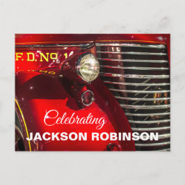 Vintage brandbil firande liv postkort vykort