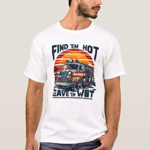 Vintage brandbil solnedgång grafisk t-shirt