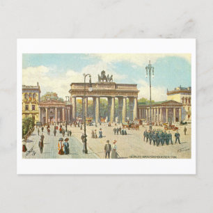 Vintage Brandenburg Grind Berlin Tyskland Vykort