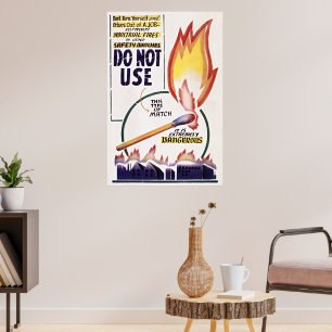 Vintage Brandskyddaffisch – Retro Varning Poster