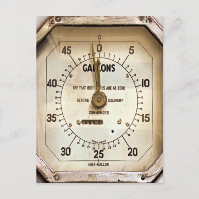 VINTAGE BRÄNSLE-GAGE VYKORT (Framsida)