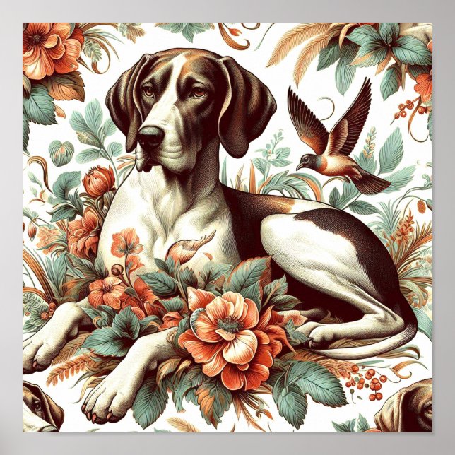 Vintage Braque Français Illustration Poster (Framsidan)