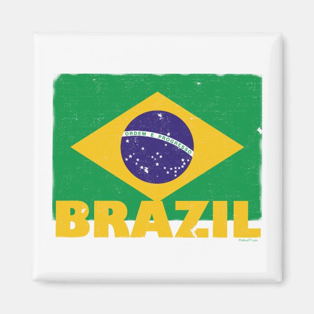 Vintage Brasilien Flagga Magnet (Framsidan)