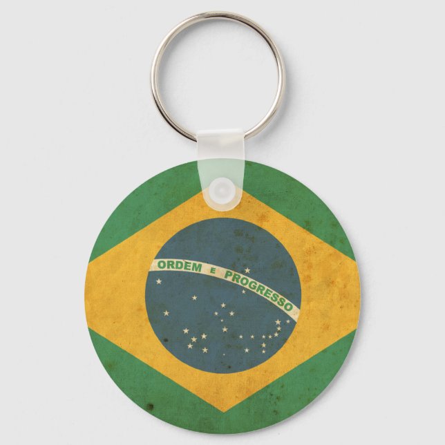 Vintage Brasilien Flagga Nyckelring (Framsida)