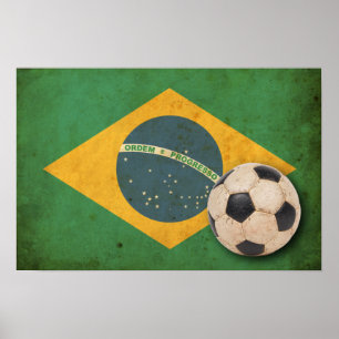 Vintage Brasilien Flagga Poster