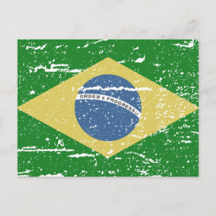 Vintage Brasilien Flagga Vykort