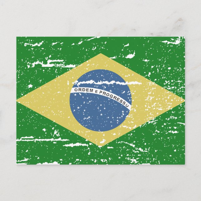 Vintage Brasilien Flagga Vykort (Framsida)