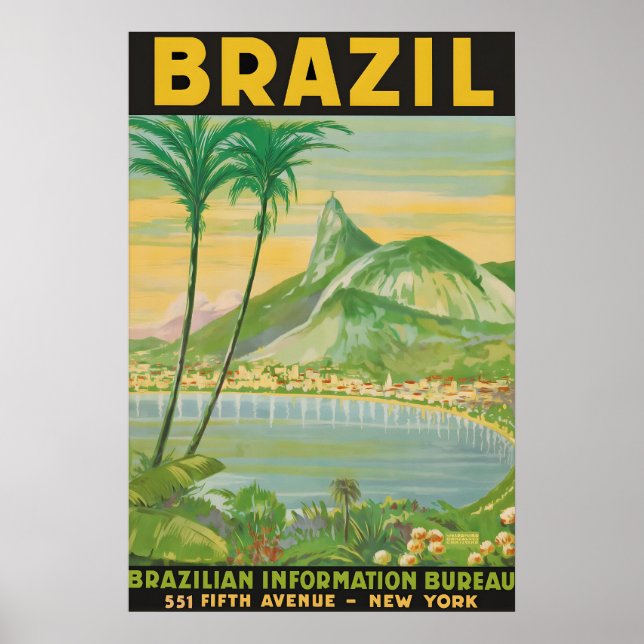 Vintage Brasilien Resa Poster Print, Rio De Janeir (Framsidan)