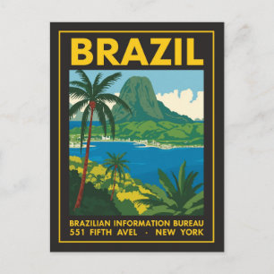 Vintage Brasilien Resemålning Kustvy Vykort