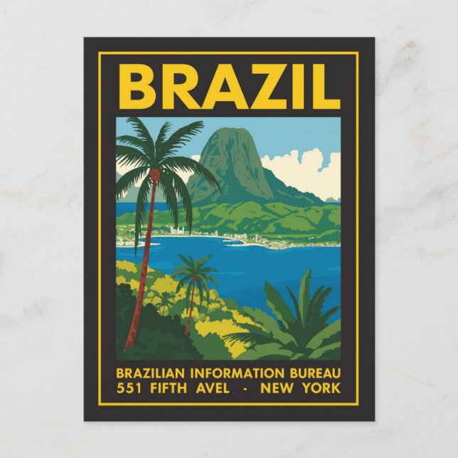 Vintage Brasilien Resemålning Kustvy Vykort (Framsida)