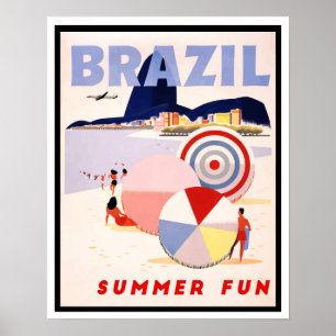 Vintage Brasilien Sommarresa Roligt Poster