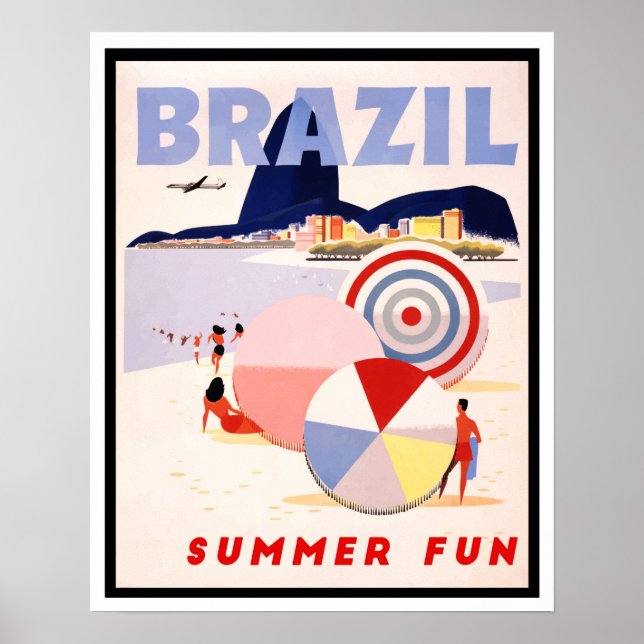 Vintage Brasilien Sommarresa Roligt Poster (Framsidan)