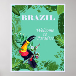 Vintage Brasilien Välkommen till Paradise Travel Poster