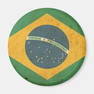 Vintage Brasiliens flagga Magnet
